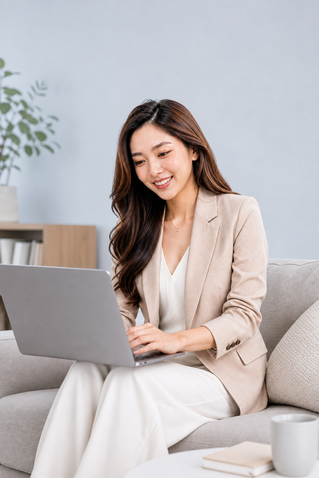 小生意東主用手提電腦處理單據 — Business owner managing documents on a laptop